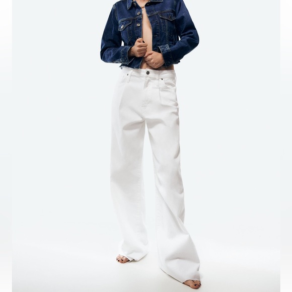 Zara White Wide Leg Jean - Picture 1 of 1